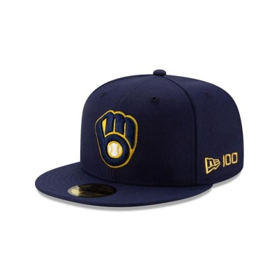 Black Milwaukee Brewers Hat - New Era MLB Team Color 59FIFTY Fitted Caps USA2918753